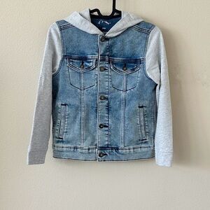 art class Blue Gray Denim / Jean Hybrid Hoodie Trucker Jacket Size M